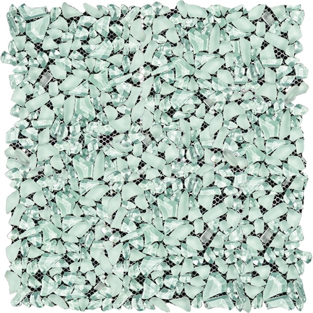 Apollo Tile Sample of Aquamarine Pebble 11.8"x11.8" Glass Mosaic Tile APLGEM995EC20 Sample